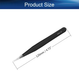 Auniwaig Anti-static Tweezers 4.72 inch Length ESD-10 tweezers Precision Slant Flat Tip tweezers for Craft DIY Electronics Repair Tool Black 1 pcs