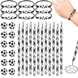 Rdlobu 36Pcs Football Party Bags, Football Party Bags Fillers with 12 Football Pencils + 12 Football Erasers + 12 Football Bracelets, Party Bag Fillers for Kids Football Party, Birthday Gifts