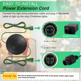 Saillong 1/2 Inch Plug Christmas Tree Light Foot Switch Extension Cord, 10FT 48W Christmas Tree Lights Power Cord Compatible for All Christmas Tree Lights Adapters Including 12V/24V/29V Model(Green)