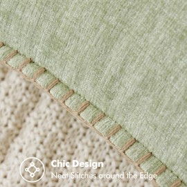 MIULEE Pack of 2 Couch Throw Pillow Covers 18x18 Inch Sage Farmhouse Decorative Pillow Covers with Stitched Edge Soft Chenille Solid Dyed Spring Pillow Covers for Sofa Bed Living Room