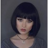 Peluca Bob Recta Lisa Con Flequillo Estilo Clasico Chic Negro