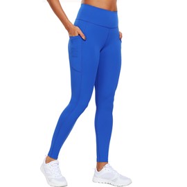CADMUS Soft Workout Pants for Women High Waisted Ankle Yoga Leggings with Two Pockets,1163, Blue, L