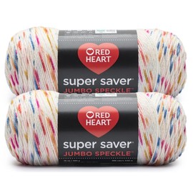 Red Hearts Super Saver Jumbo Speckle White Yarn - 2 Pack of 283g/10oz - Acrylic - 4 Medium (Worsted) - 482 Yards - Knitting/Crochet & Amigurumi