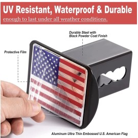 BLVD USA American Color Flag Metal Trailer Hitch Cover Fits 2" Receivers