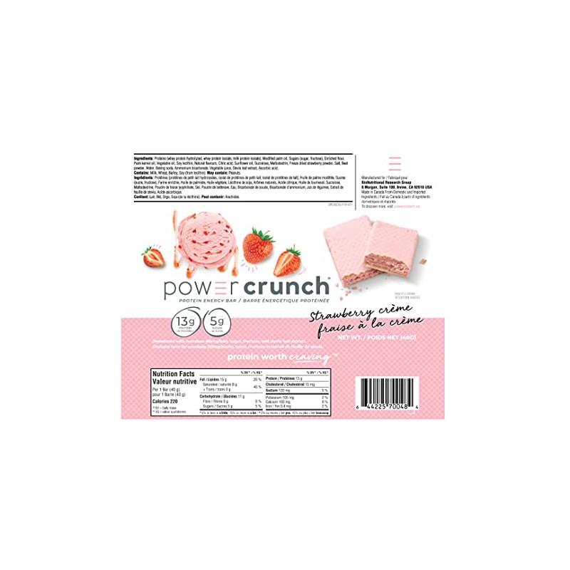 Power Crunch Proteína Bar Crema Fresa 12 unidades (12 x