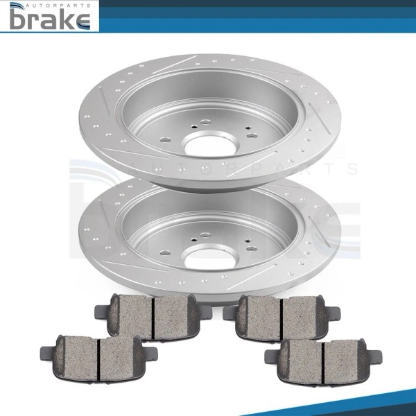 Bator REAR DRILLED SLOTTED BRAKE ROTORS AND CERAMIC PADS For