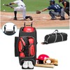 Baseball Bag with Wheels for 4 Bats,Catchers Gear Bag for