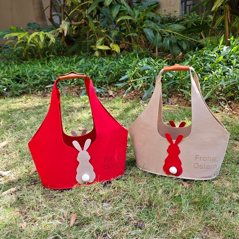 Pack of 2 Easter Baskets, Easter Felt Bags, Easter Bunny