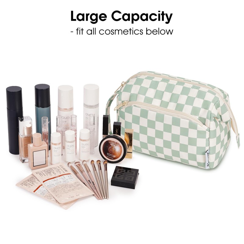 Narwey Large Makeup Bag Wide-Open Zipper Pouch Travel Cosmetic Organizer