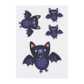 4 x 'Cute Bat Flying' Temporary Tattoos - Water Resistant, Skin-Safe, Non-Toxic Transfers, Mixed Sizes (TO00084794)