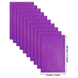 Jtnohx Glitter Foam Sheets with Adhesive Backing, Self Adhesive Eva Foam for Crafts, 7"×11.3" 10 Pcs Sticky Glitter Craft Eva Sheets for Arts Projects (Purple)