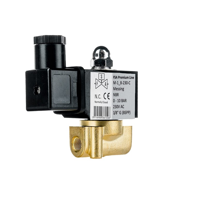 FSA Solenoid Valve Brass 1/8 Inch 230 V AC 0-10