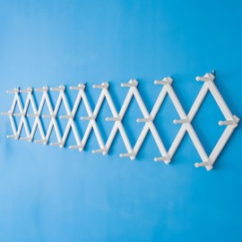 SKOLOO Accordion Wall Hanger, Modern Expandable Coat Rack Wall Mounted, Solid Wooden Wall Hat Rack, 28 Peg, White