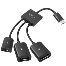 YACSEJAO USB C to Dual USB OTG Adapter, 4 Port Type-C Male to 2 USB & Micro Female OTG Hub Splitter for Android Tablet Pc and Smart Phone and More