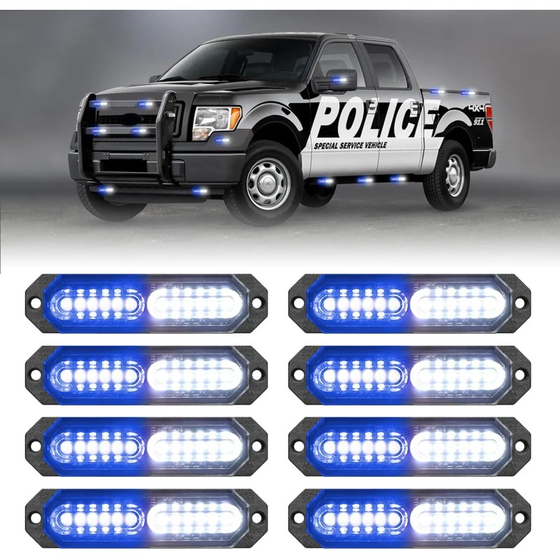 Ultra Slim Surface Mount Hazard Lights Emergency Strobe Grille Lights
