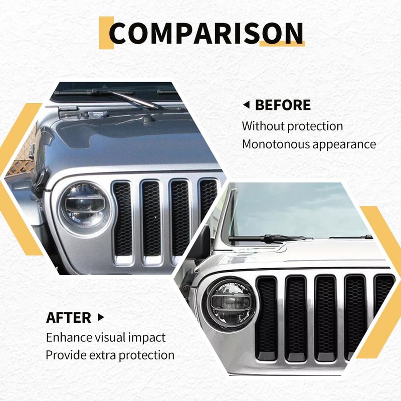 MAXDOM Grille Inserts Headlight Covers Set Fits for Jeep (2018-2023)