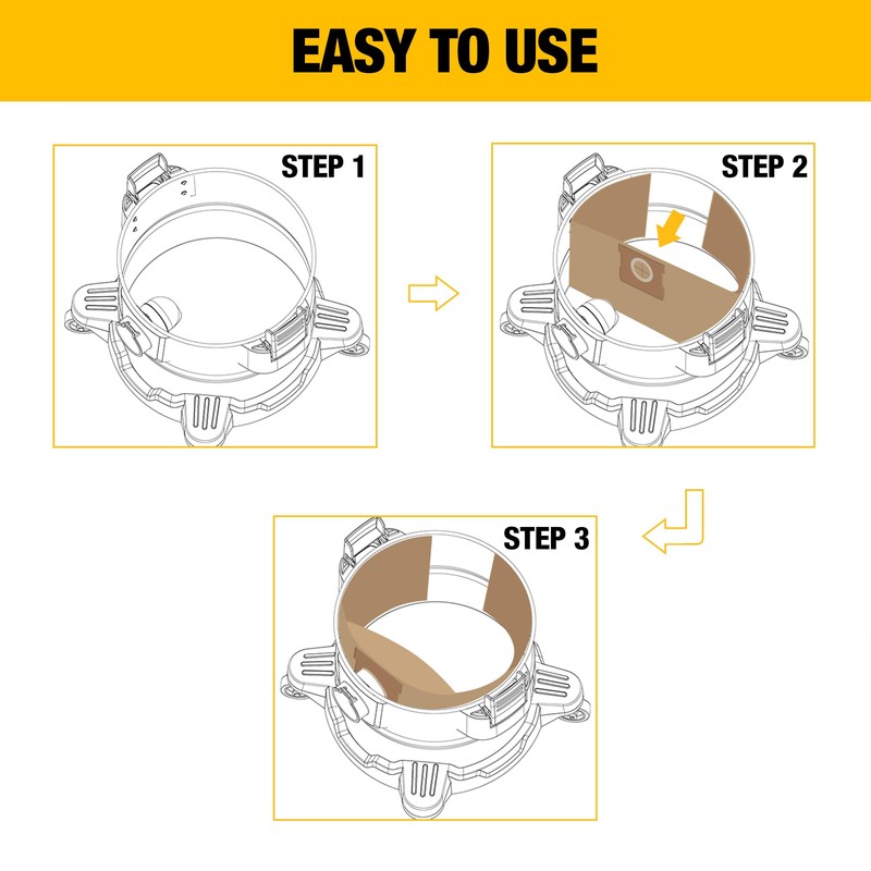 3 Pack DEWALT Dust Bag DXVA19-4102, for 12-16 Gallon Wet/Dry