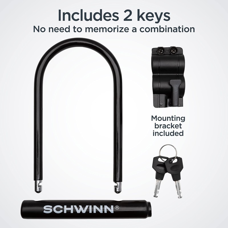 Schwinn Bike U-Lock with Keys, 12 mm x 7.5 inches,
