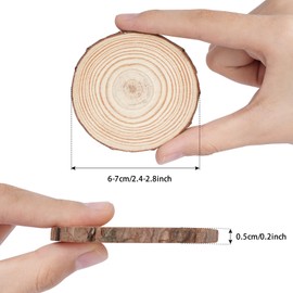 CUWELT 50Pcs Natural Wood Slices for Crafts, 6-7cm Unfinished Log Slices Non-Drill, Wooden Circles Round Wooden Discs for Craft Christmas Decorations Ornaments DIY Arts Wedding Coaster