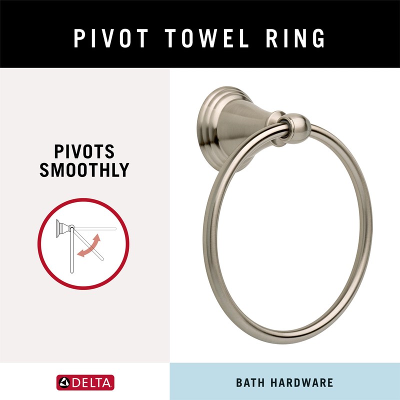 Delta Windemere (1-Pack) Hand Towel Holder SpotShield Brushed Nickel Towel