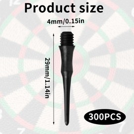 runxsam 300 Pcs Plastic Dart Tips with 2BA Thread, Soft Tip Darts, Soft Dart Tips Target Darts for Enthusiasts, Black, with Storage Box