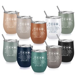 Sieral 10 Pcs Thank You Appreciation Gifts for Women Men Social Worker 12 oz Inspirational Team Tumblers Bulk Mug Gift for School Social Worker Graduation Teacher Volunteer Nurse (Boho Color)