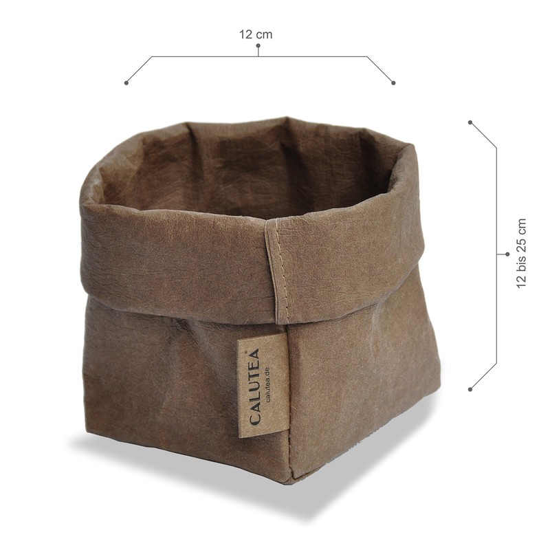 CALUTEA Small bread basket, brown, modern, vegan leather, bread basket,