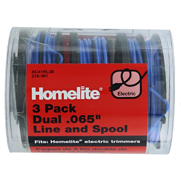 Homelite Genuine OEM AC41RL3 Autofeed Dual .065” Replacement Line and Spool Pack for Homelite Electric String Trimmers (3 Pack)