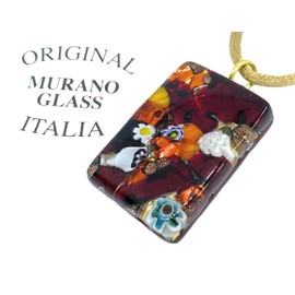 Glass Pendant, Murano Glass Pendant, Handmade Glass Pendant, Millefiori Pendant, Gold Leaf, Murano Glass Jewellery, Glass from Venice, Venetian Glass - 3cm x 2cm (Camilla)