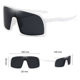 Polarized Sunglasses for Men Women, Fashion Windproof Driving Fishing Cycling Sun Glasses UV400 Protection (White/Gray)
