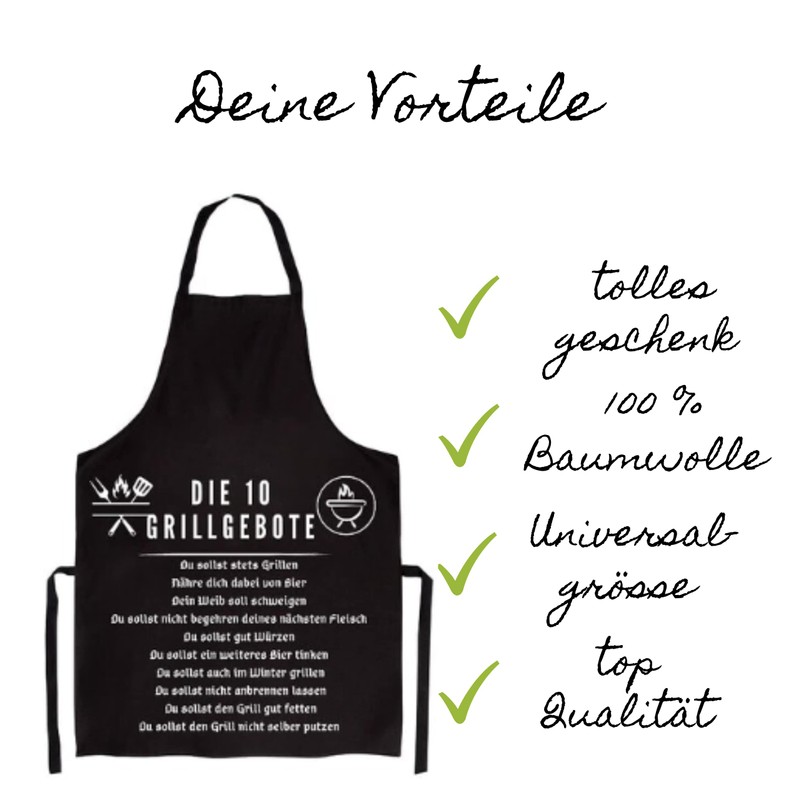 FremiBag BBQ Apron for Men with the 10 Grill Commandments