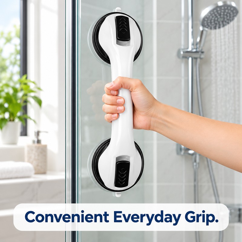 2-Pack Suction Cup Grab Bars for Bathroom & Glass Doors