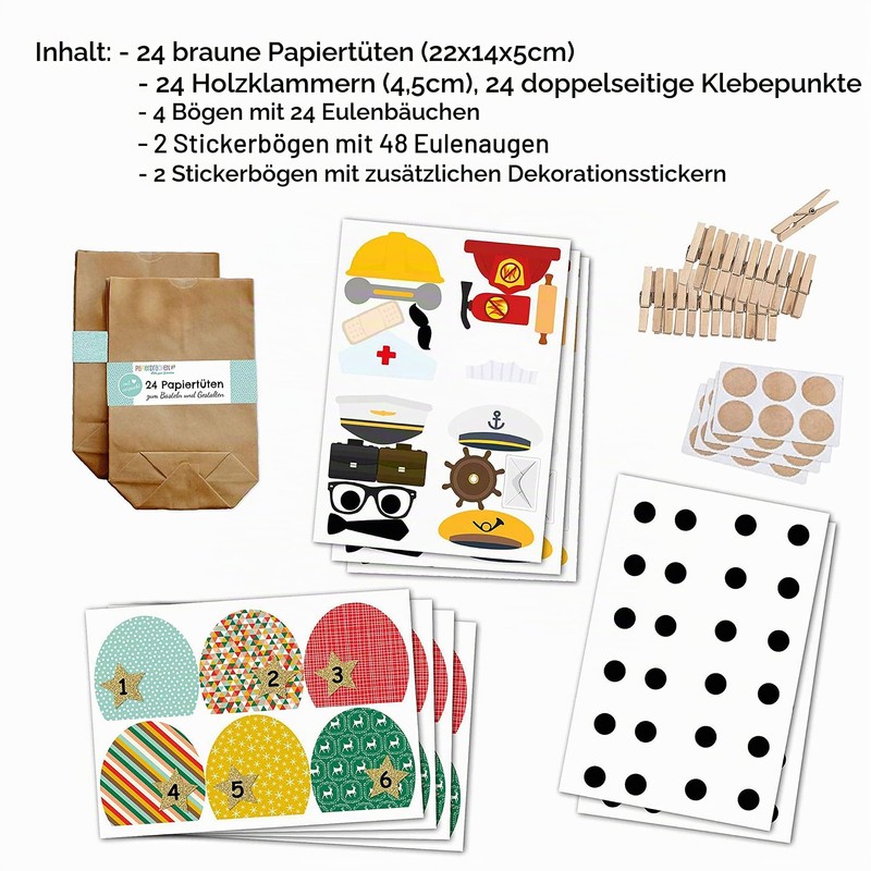 Papierdrachen DIY Advent Calendar Set for Crafts – Christmas Owls