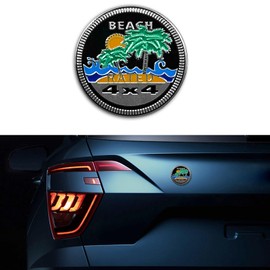 Tecledsn Beach Badge Rated Car Emblem, Car Exterior Emblems Badge, 4 x 4 Metal Automotive Badge, 3D Round Metal Car Badges Emblems Car Badge Decals Stickers Universal for Vehicle Truck (Beach Rated)