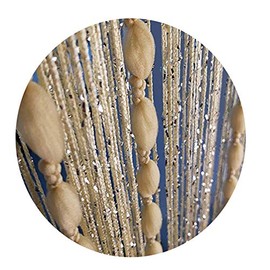 Duosuny 39x78 Inch Door String Curtain Rare Flat Silver Ribbon Thread Fringe Window Panel Room Divider Cute Strip Tassel for Wedding Coffee House Restaurant Party Parts (Gold-Style)