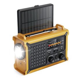 Emergency Weather Radio with Large Solar Panel, Efficient Hand Crank & Real 12000mAh Battery | AM/FM/NOAA Bands, LED Flashlight, Reading Lamp, SOS Alarm & Phone Charger for Camping, Blackout, Survival