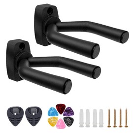 Guitar Wall Mount Hanger 2 Pack, Guitar Hanger Wall Hook Holder Stand Display with Screws - Easy to Install - Fits All Size Guitars, Bass, Mandolin, Banjo, Ukulele