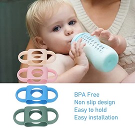 4 Asas para Biberones, Asas para Biberones Silicona para Bebés, Asas para Biberones Compatibles con Fácil Agarre Silicona para Biberones, Asas para Tazas Bebés, Agua Fácil de Beber