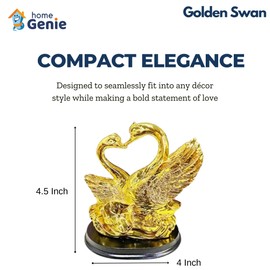 HOME GENIE "Golden Swan Couple Showpiece | Handcrafted Symbol of Love & Unity | Elegant Home & Office Decor for Weddings & Anniversaries
