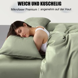 Soifox Side Sleeper Pillow Cover, 40 x 145 cm, Set of 2, Sage Green Pillowcase with Zip, 100% Microfibre Resistant and Hypoallergenic Pillowcases for Side Sleeper Pillows