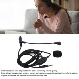 Bewinner 3 Pin XLR Female to 3.5mm TRRS Headphone Mic Cable with Adjustable Boom Mic for Q701 K702 K712 K240 K141 K171 Headphones 1.8M Braided Cord