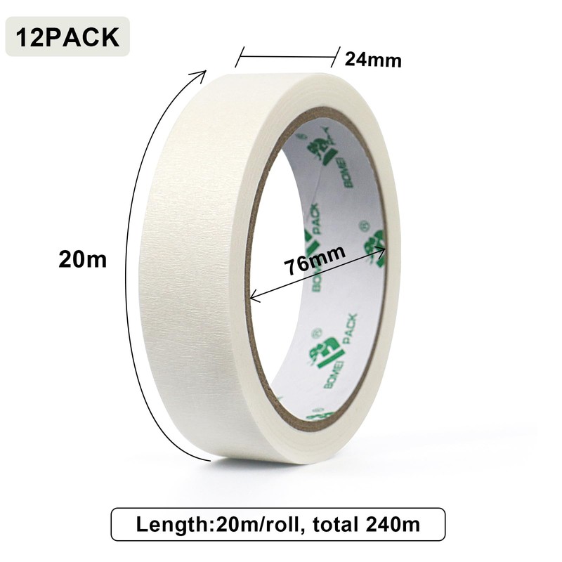 BOMEI PACK White Masking Tape Decorative Writable White Painters Tape