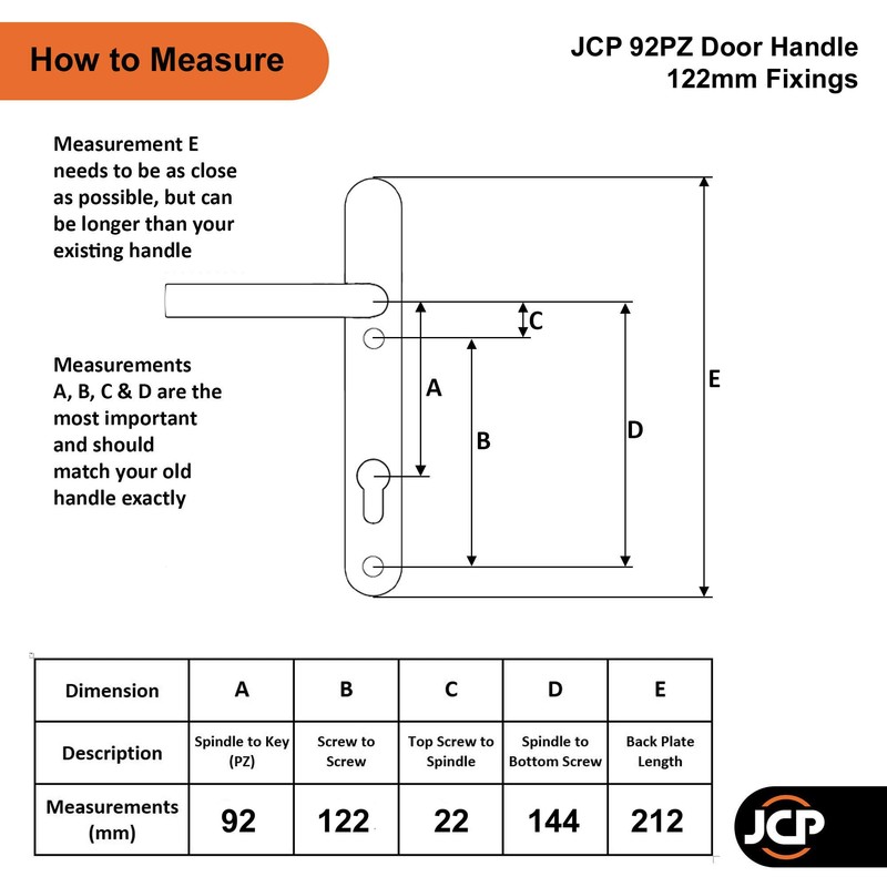 JCP PRO uPVC Door Handle Pair Set Sprung 92 PZ