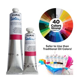 Lukas Berlin Pro Artists Water Mixable Oil Paint 200 ml Tube Yellow Ochre, Water Soluble, Lightfast Pigments, Quick Drying, Easy Clean-Up, Eco-Friendly, Professional Quality, 40 Color Range