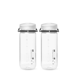 HydraPak Recon Twist & Sip - Wide Mouth Recycled Plastic Water Bottle (24oz or 32oz) - Eco Friendly, BPA Free, Easy Carry, 500ml/17oz (2-Pack), Clear/Black & White