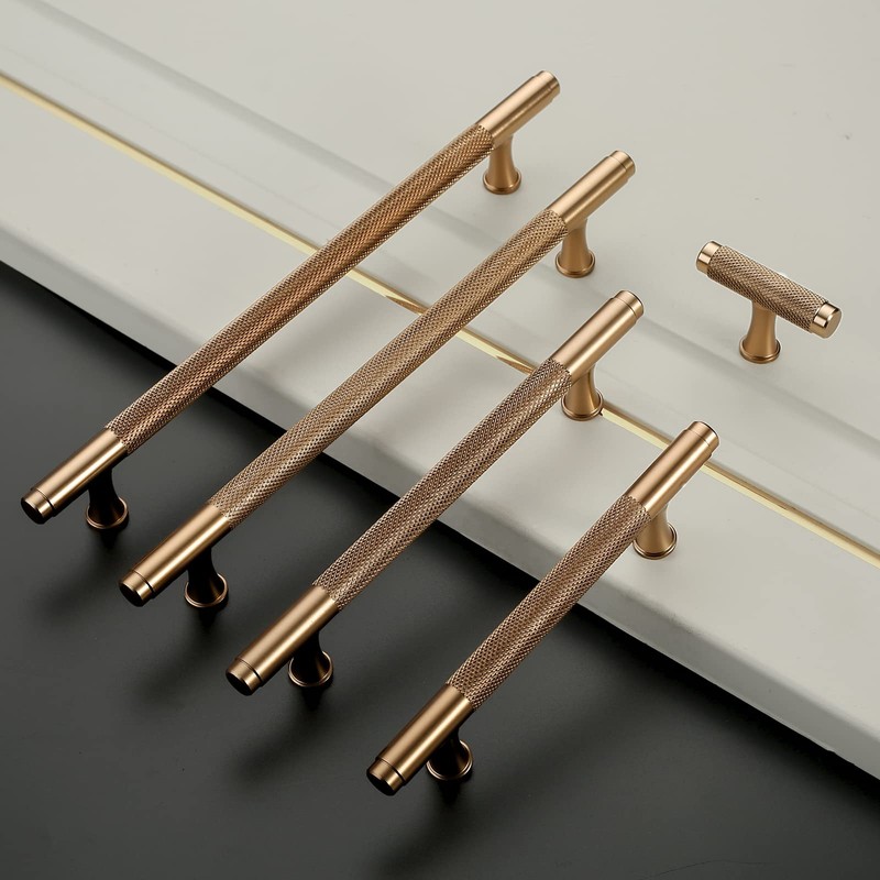 Asidrama 10 Pack 6.3 Inch(160mm) Knurled Champagne Bronze Kitchen Cabinet