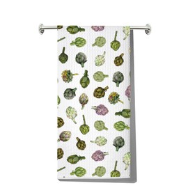 MYSOMY Artichoke Kitchen Towel Artichoke Lover Gift Artichoke Queen Gift Artichoke Botanical Dish Towel Artichoke Gardener Gift (greenpurple plant uk1)