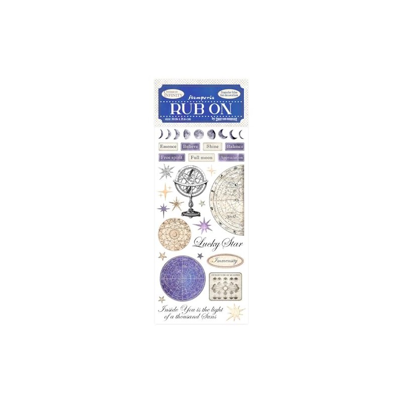 Stamperia International Rub On-Cosmos Infinity-Lucky Star, Multicoloured, 10.16 cm x