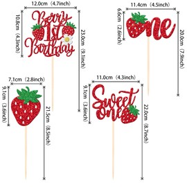 ZHUOWEISM 12 PCS Berry 1st Birthday Centerpiece Sticks Strawberry One First Birthday Table Flower Centerpieces Sweet One Centerpieces for Strawberry Theme Baby Shower 1st Birthday Party Decor Supplies