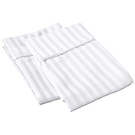 500 Thread Count Luxury 2 PC Pillow Cases King/Cal-King Size 20" x 40"(Inches) -White Stripe. Dimension in CM (51 cm x 101 cm)